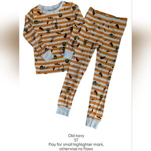 Old Navy Kids Toddler Orange White Striped Halloween Pajama Set 5T